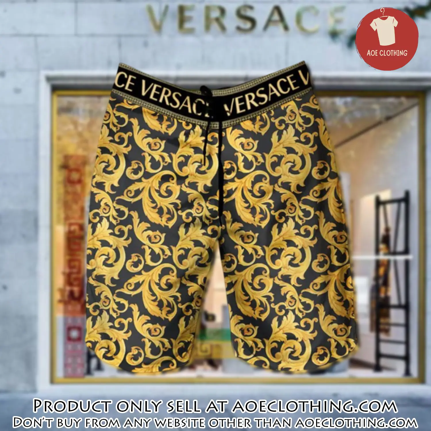 Versace golden pattern luxury brand premium fashion shorts for men aoe1623384